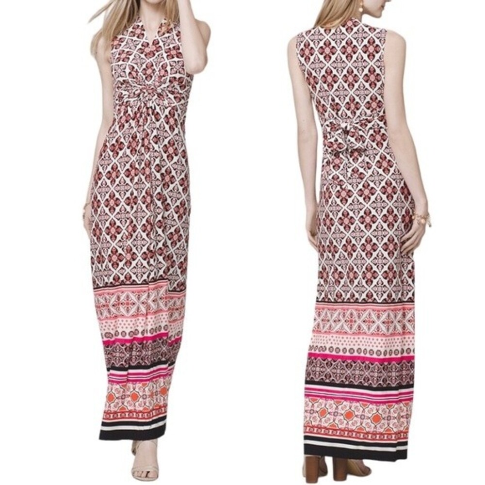 White House Black Market Twist-Detail Printed Knit Maxi Dress Women’s Size Small
